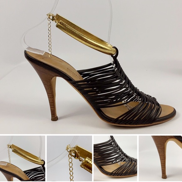 GIUSEPPE ZANOTTI / PISSI GOLD ANKLET SANDALS - Picture 3 of 6